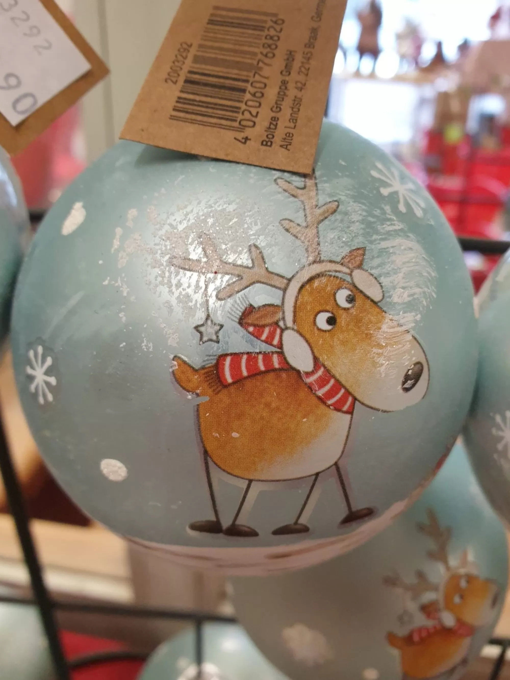 Best La Maison du Père Noël Boule De Noël Bleue – Cerf