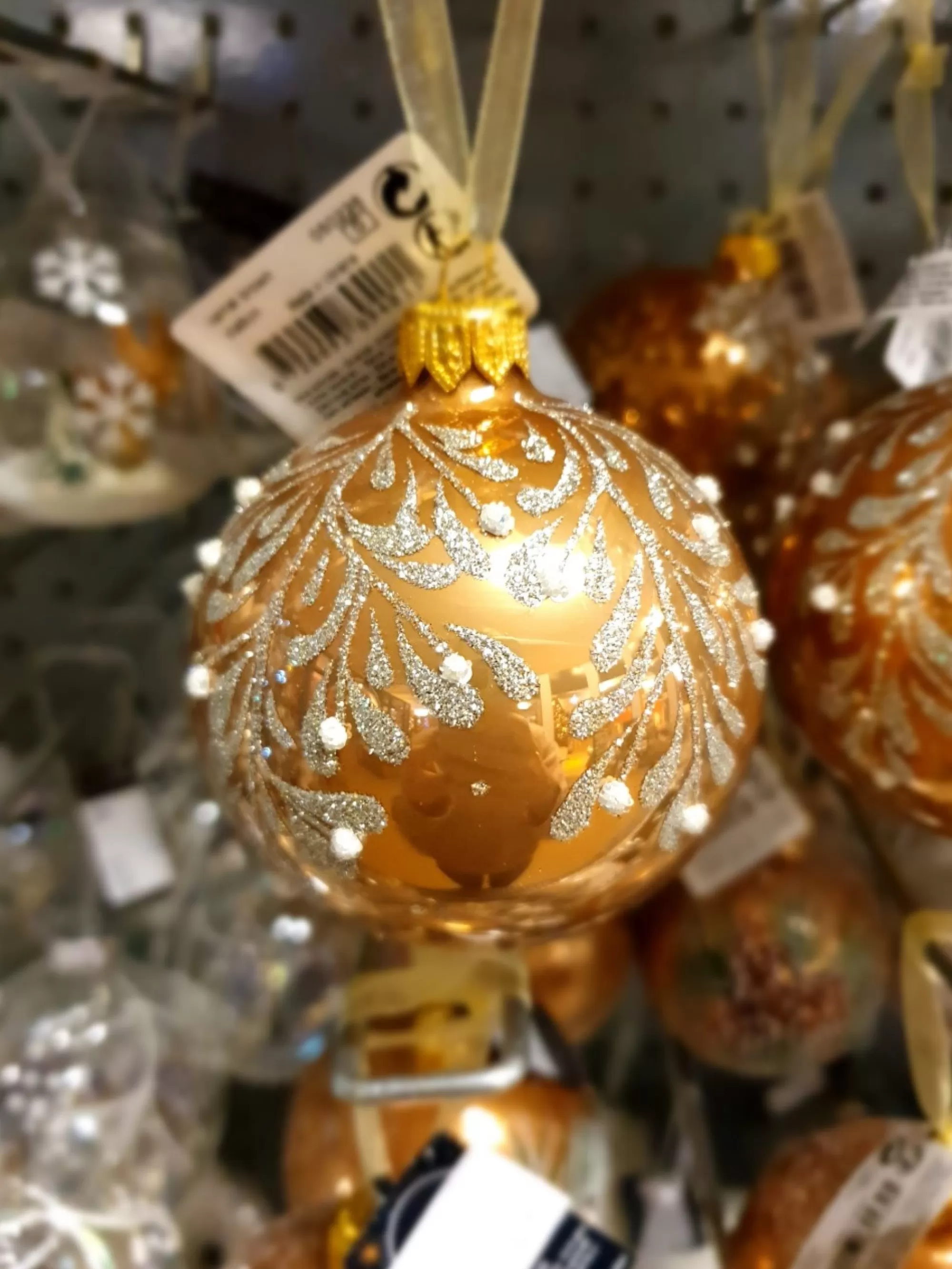 Best Sale La Maison du Père Noël Boule De Noël Doree En Verre A Motifs