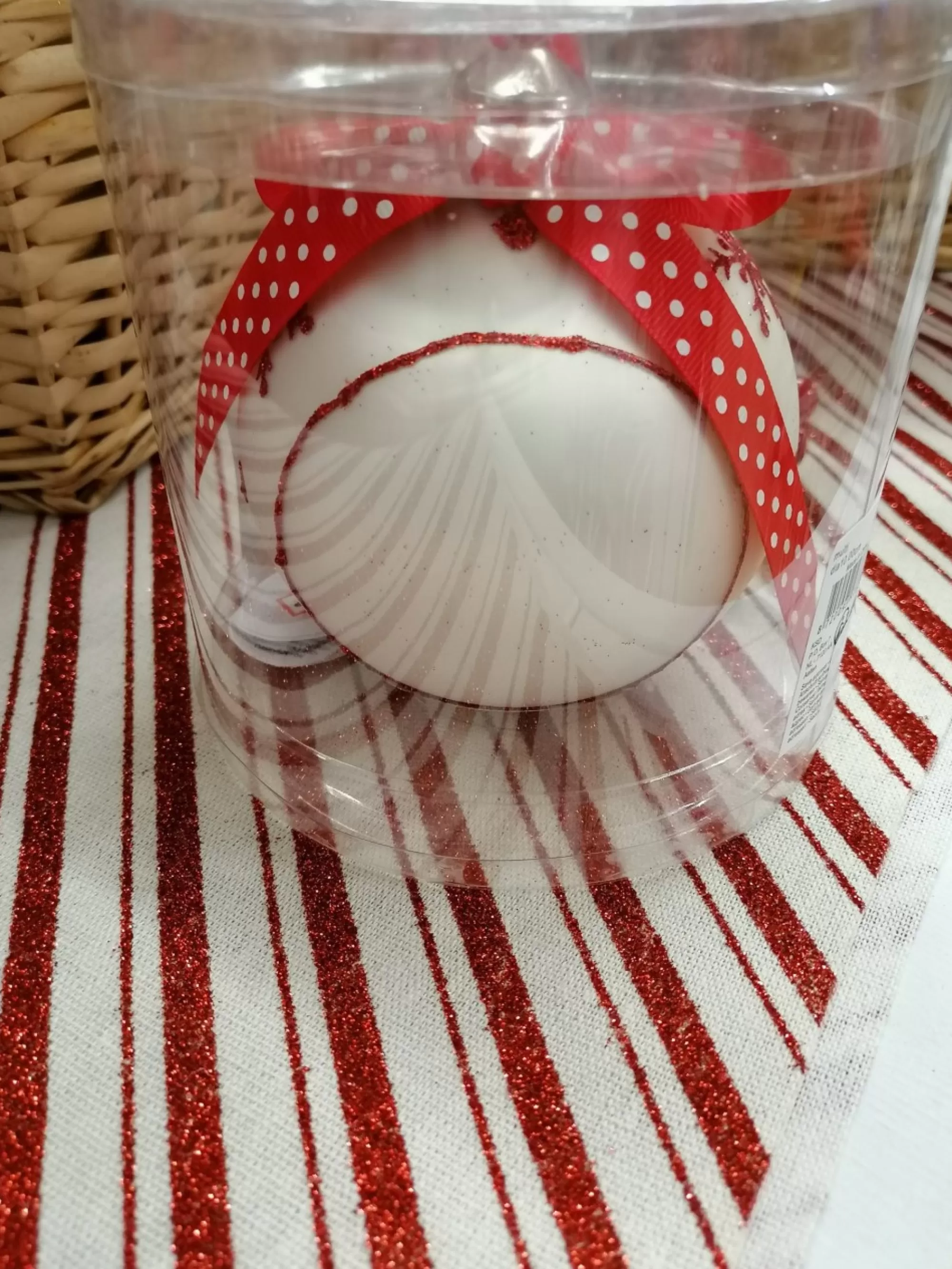 Flash Sale La Maison du Père Noël Boule Personnalisable Blanche Et Rouge Avec Noeud