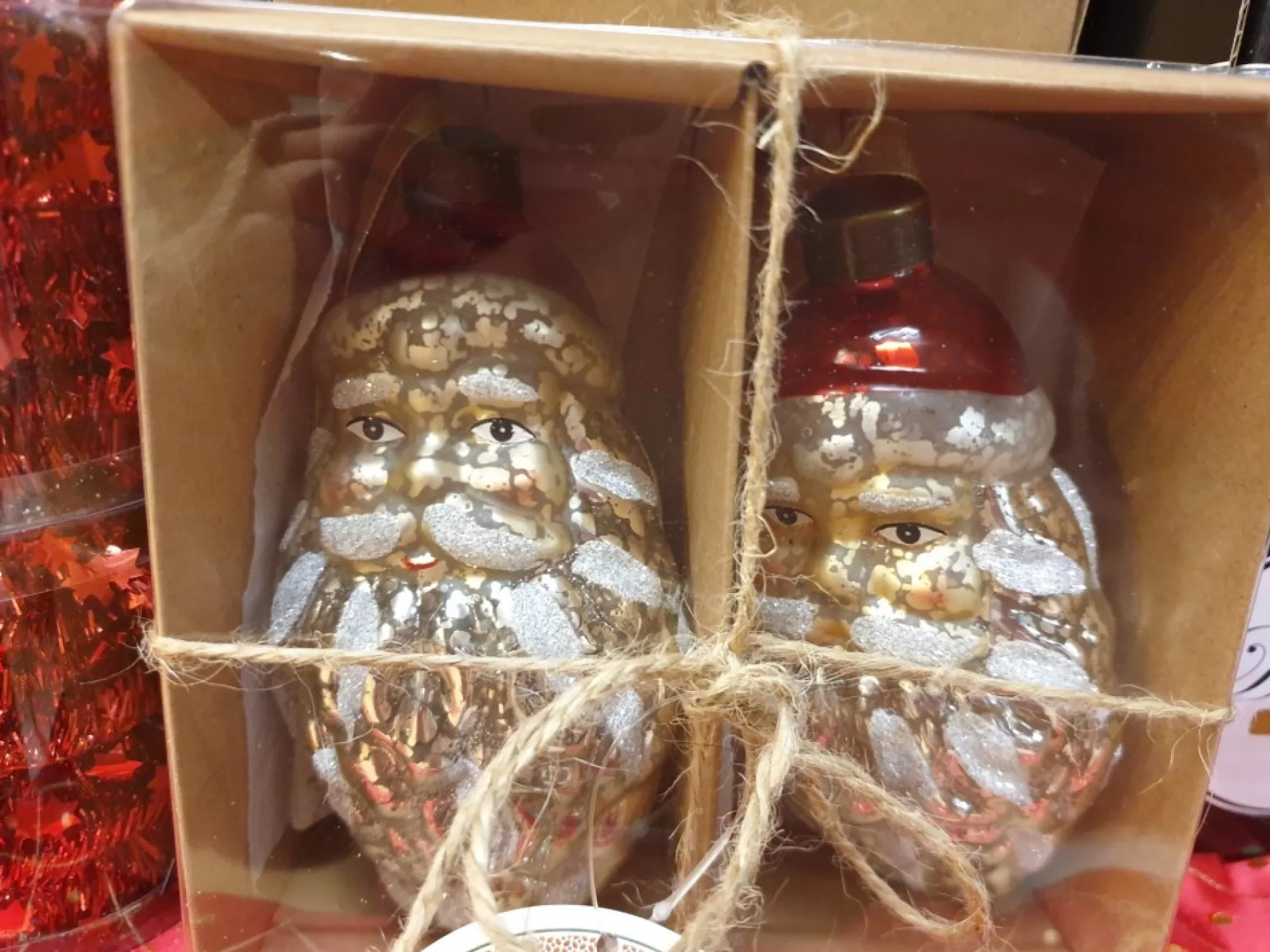 Hot La Maison du Père Noël Lot De Deux Boules En Verre – Tete De Pere-Noël